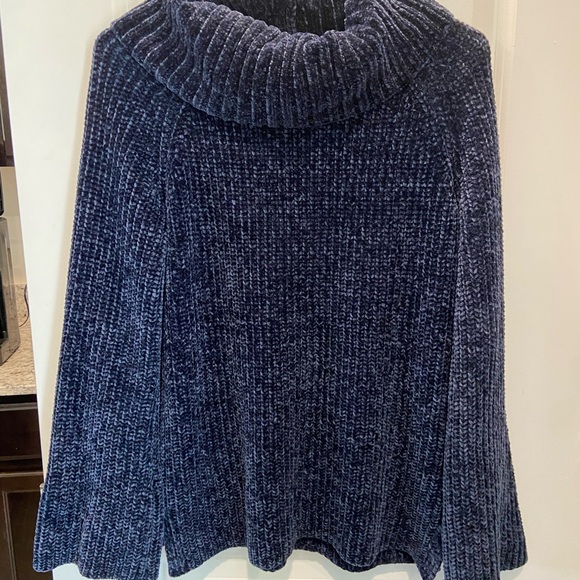 Lucky Brand Chenille cowl neck sweater turtleneck blue - Picture 5 of 9